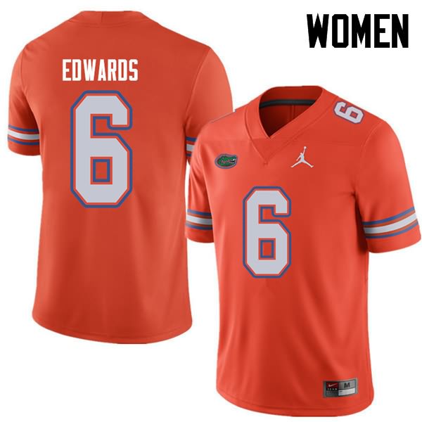 Women's NCAA Florida Gators Brian Edwards #6 Stitched Authentic Jordan Brand Orange College Football Jersey ABV5465LV